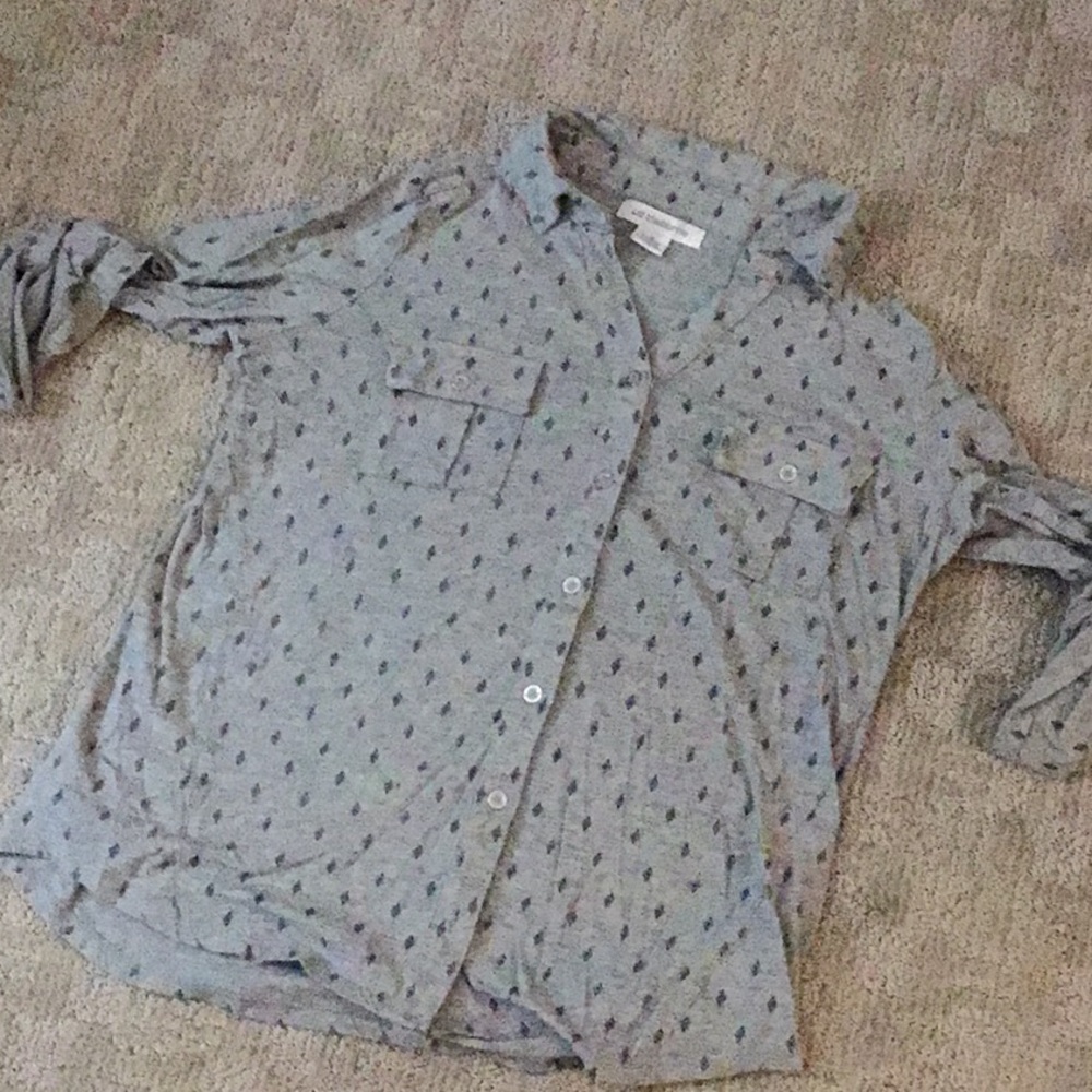 Liz Claiborne Gray 3/4 Sleeve Top Size Med
